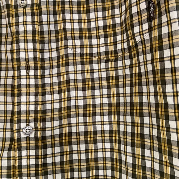 Billabong Shirt Mens Small S/S Poly Cotton Yellow Plaid Button Up Surf - Picture 3 of 5